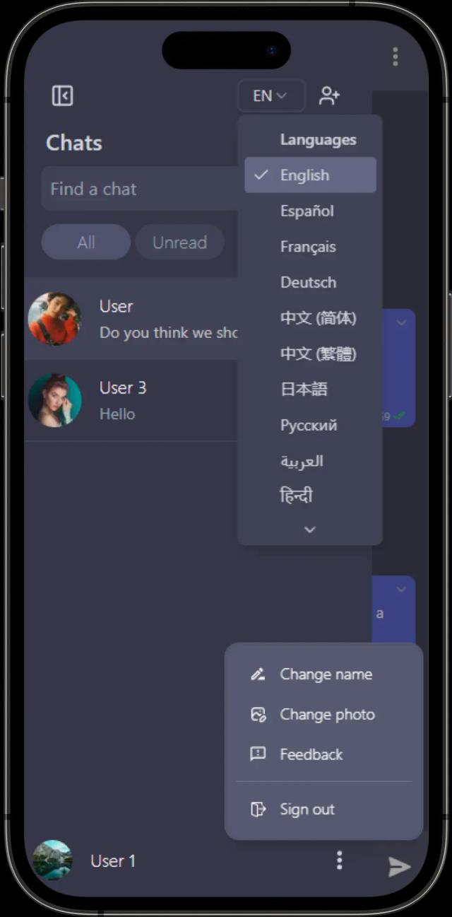 Example of chat submenus of TalkSmart