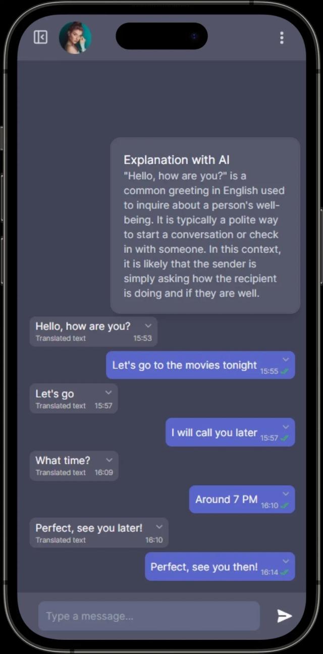 TalkSmart Chat with AI conversation example