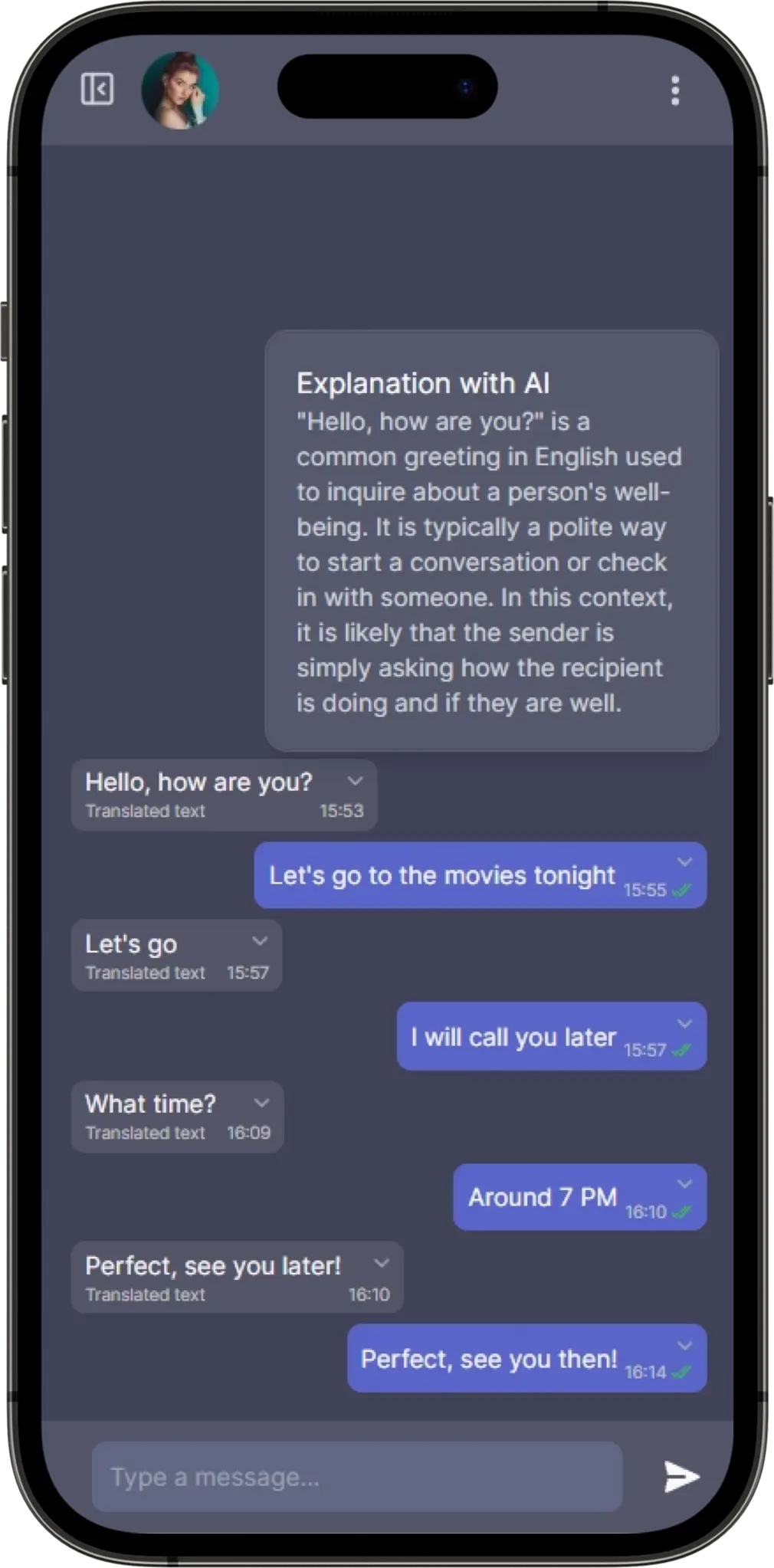 TalkSmart Chat with AI conversation example